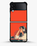 Creslia girl headphones art phone case - girl headphones art phone case samsung galaxy z flip 4
