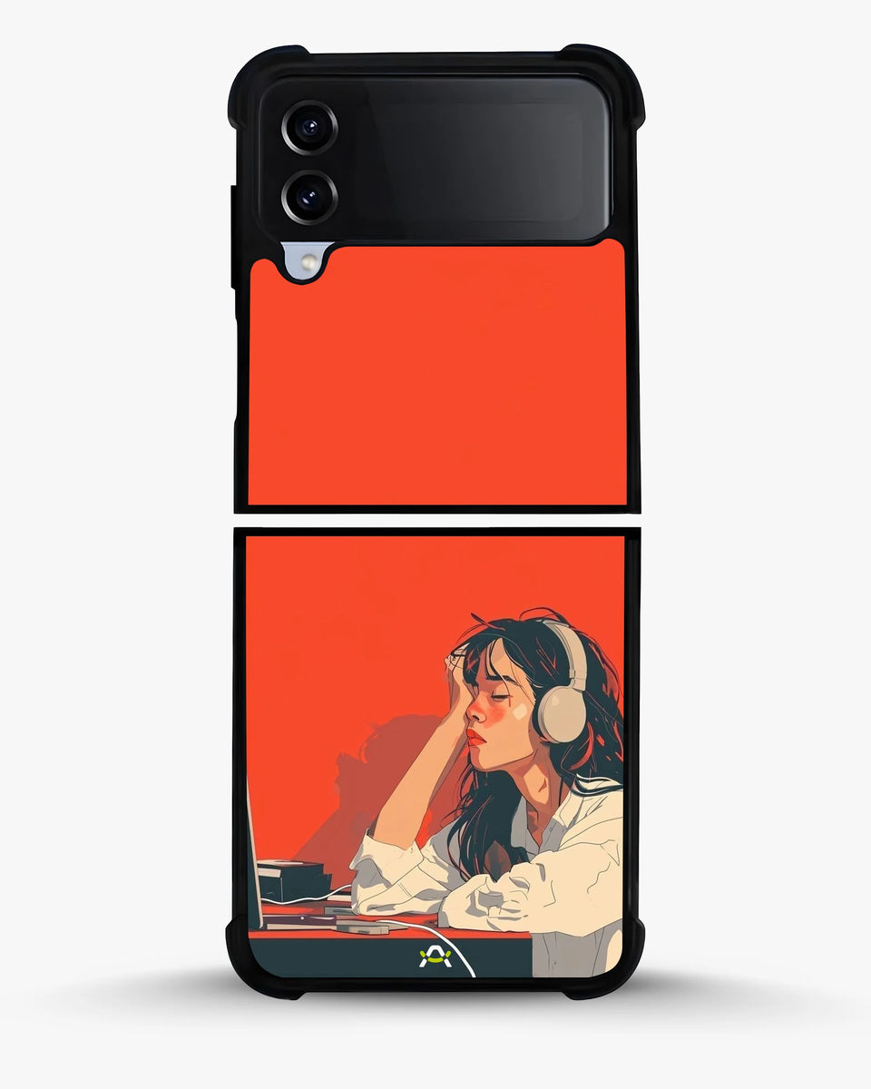 Creslia girl headphones art phone case - girl headphones art phone case samsung galaxy z flip 4