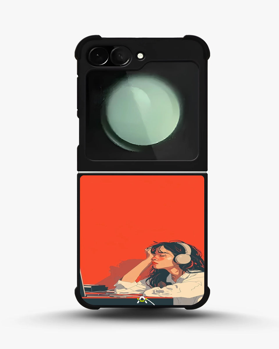 Creslia girl headphones art phone case - girl headphones art phone case samsung galaxy z flip 6