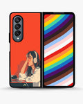 Creslia girl headphones art phone case - girl headphones art phone case samsung galaxy z fold 4