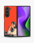 Creslia girl headphones art phone case - girl headphones art phone case samsung galaxy z fold 6