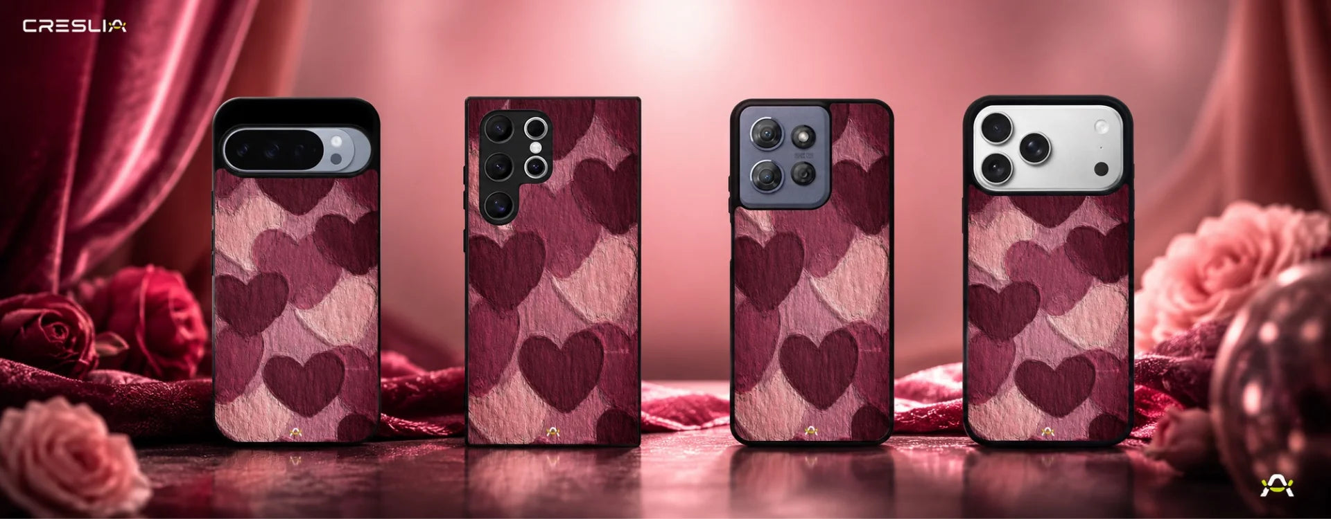Creslia hearts pattern phone case - hearts pattern phone case desktop banner