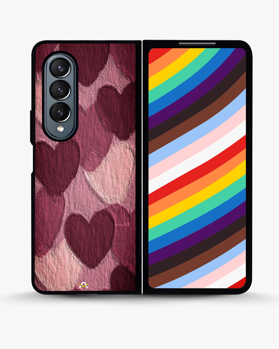 Creslia hearts pattern phone case - hearts pattern phone case samsung galaxy z fold 4
