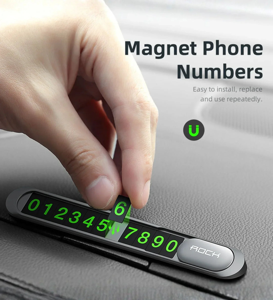 Magnetic Slide-to-Hide Temporary Parking Phone Number Plate (Metal) - Creslia