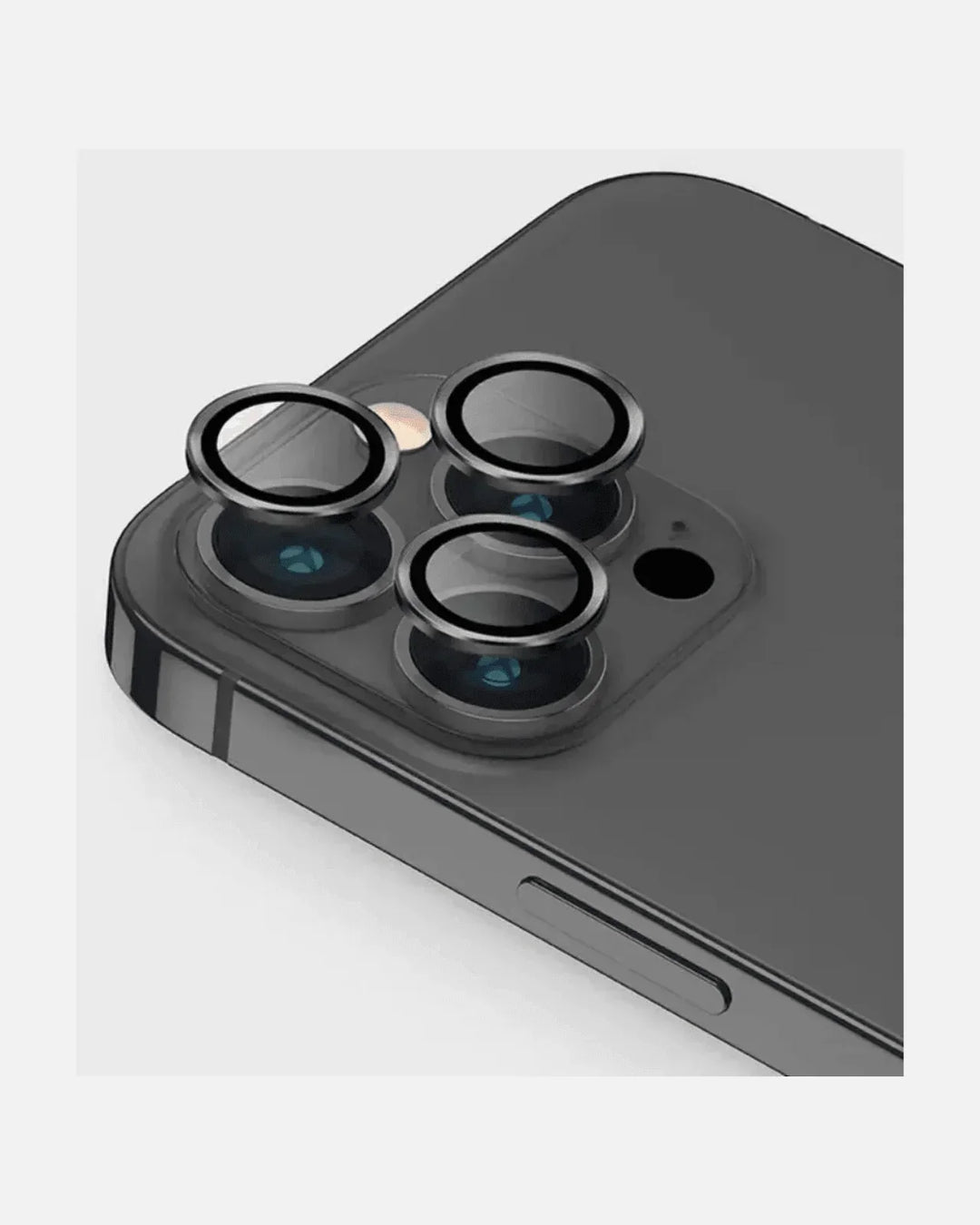 iPhone 13 Pro Max with crystal clear tempered glass camera lens protector for enhanced photography protection.