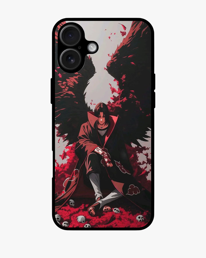 Itachi Uchiha anime phone case design featuring dramatic reds and detailed artwork for iPhone, Samsung, Pixel & OnePlus.