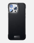 Luxurious frameless leather case for iPhone 15 and 16 series, ultra-thin design with heat dissipation feature.