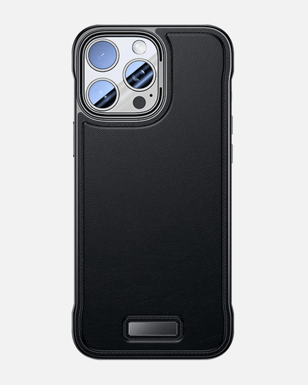 Luxurious frameless leather case for iPhone 15 and 16 series, ultra-thin design with heat dissipation feature.
