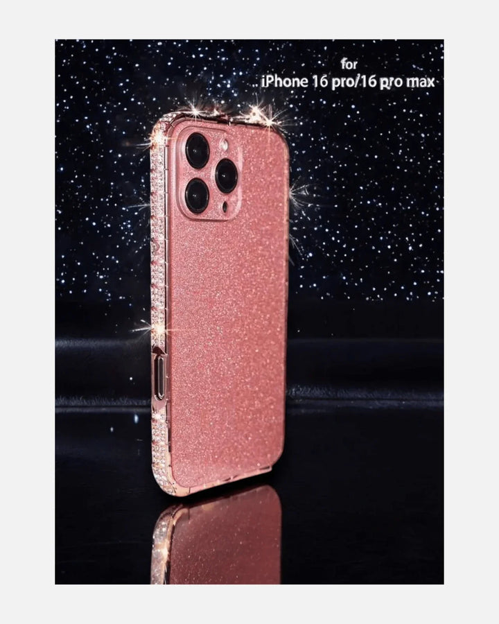 Luxury Diamond Glitter Case for iPhone 16 Pro & Pro Max, sparkling design with metal frame for elegance and protection.