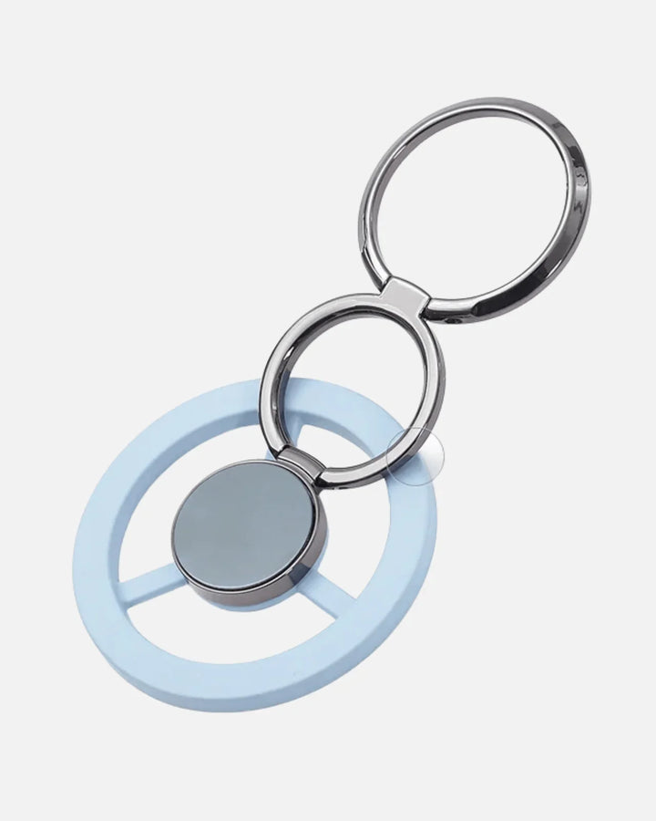 MagRing Loop Holder in blue, featuring dual-ring design and strong magnetic attachment for phone grip.