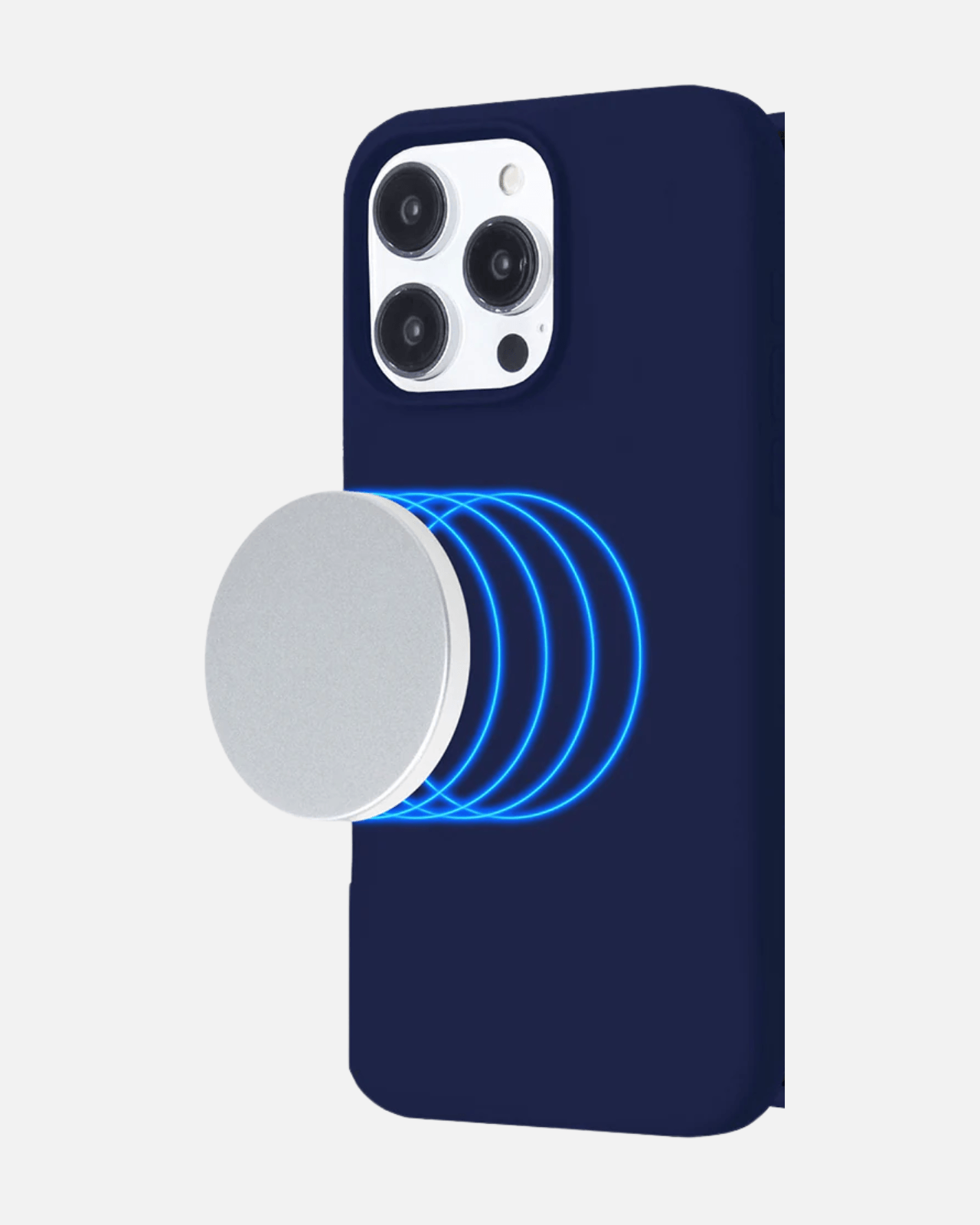 MagSafe Silicone Case for iPhone 16 Pro Max in dark blue with magnetic feature and sleek design.