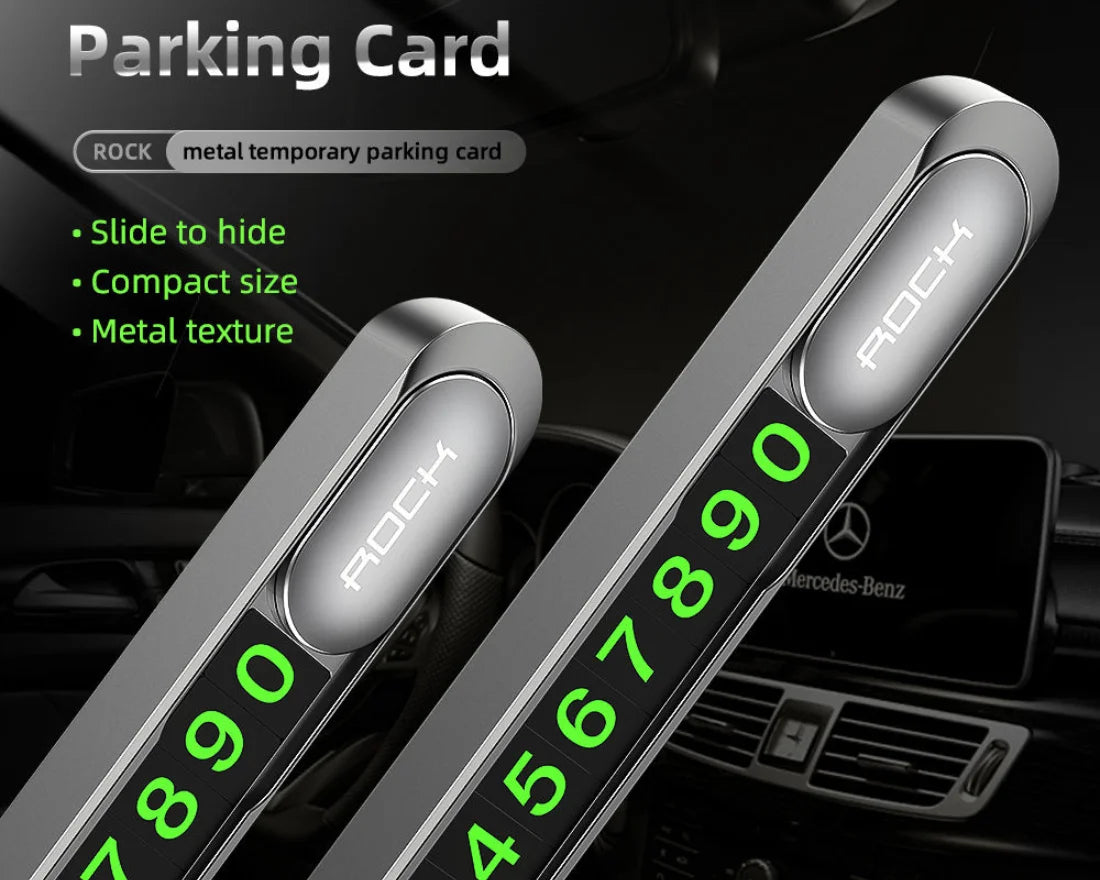Magnetic Slide-to-Hide Temporary Parking Phone Number Plate (Metal)