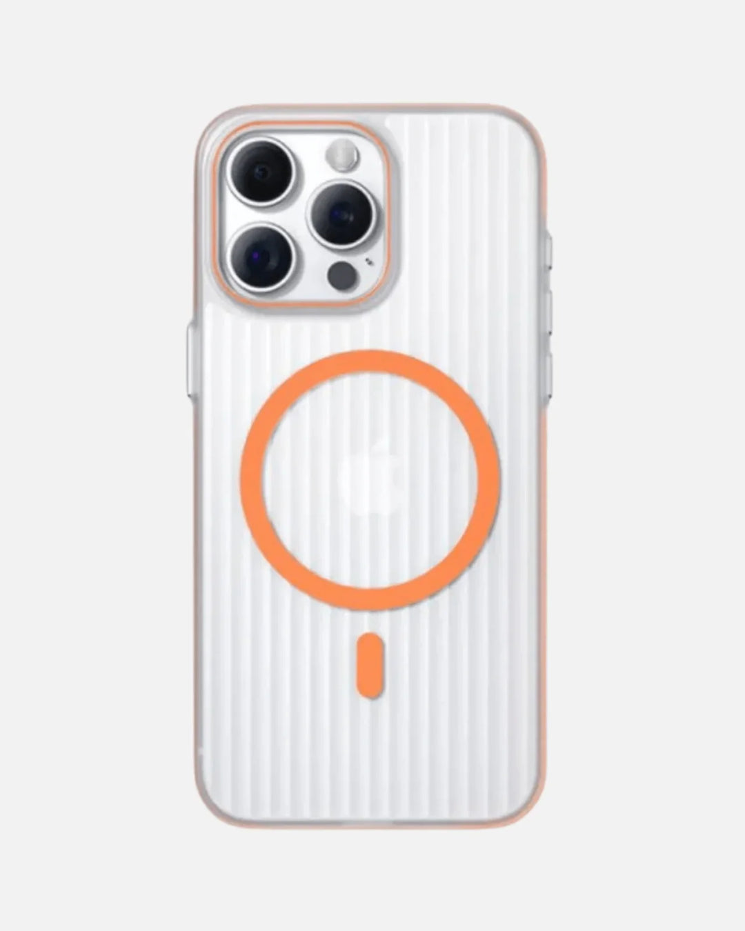 Corrugated Hybrid MagSafe Case Cover for iPhone - White Orange - Creslia