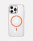 Orange MagSafe case for iPhone with corrugated design, offering non-slip grip and high-impact protection.