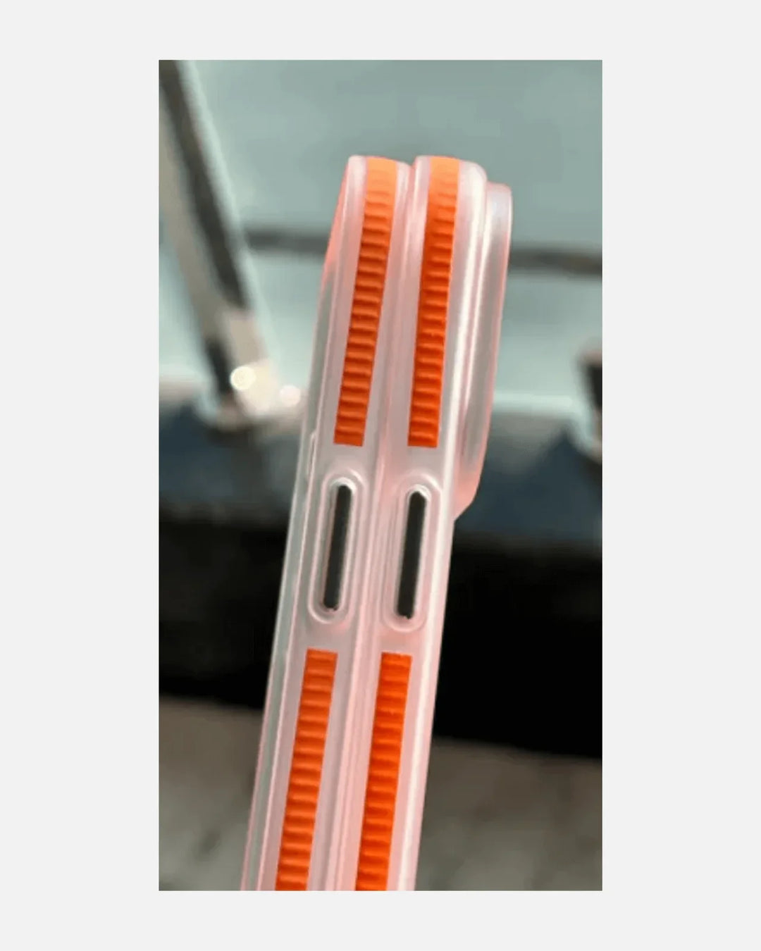 Corrugated Hybrid MagSafe Case Cover for iPhone - White Orange - Creslia