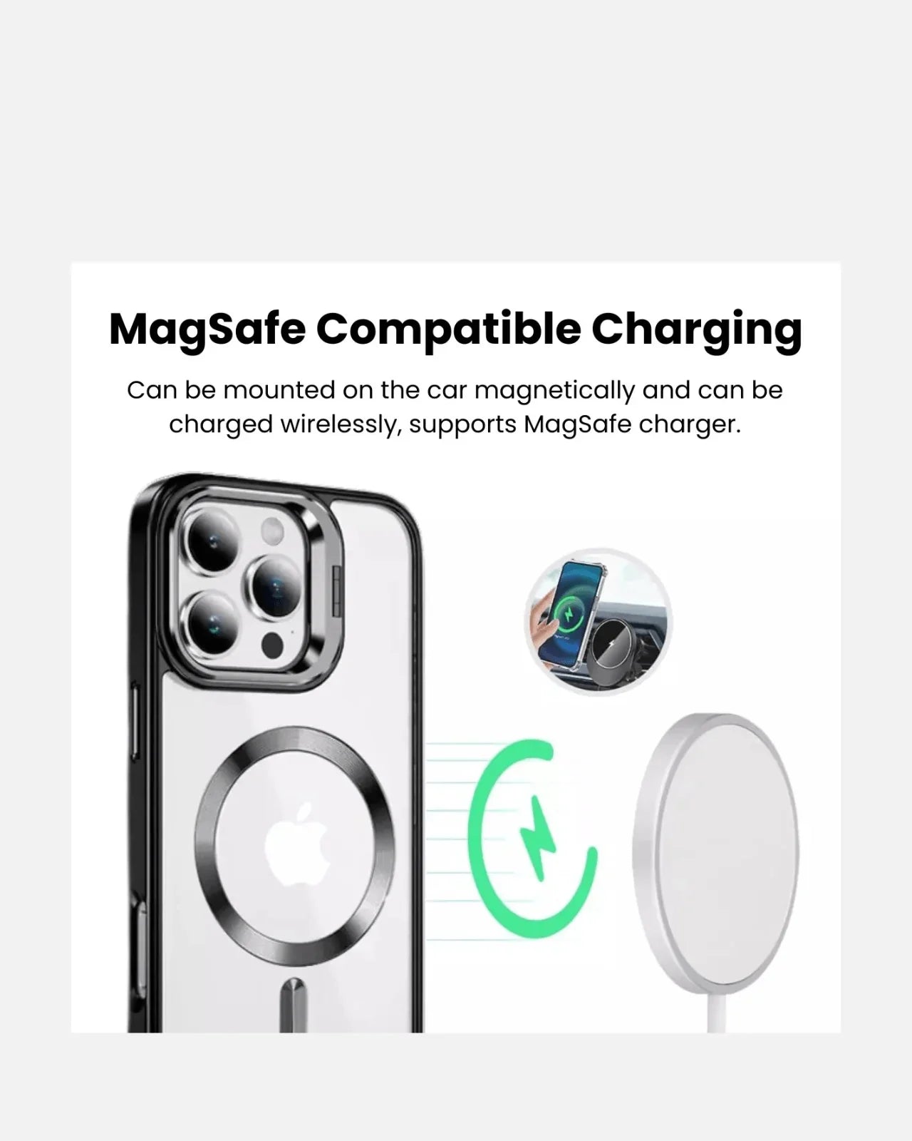 MagSafe compatible charging iPhone 16 Pro Max case with wireless charging and magnetic mount option.