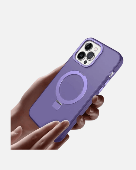 Purple MagSafe Wireless Charging Case for iPhone 16 Pro Max with rotating ring stand