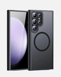 Matte Armor Case for Samsung Galaxy S25 Ultra in Black, featuring MagSafe compatibility and shockproof design.