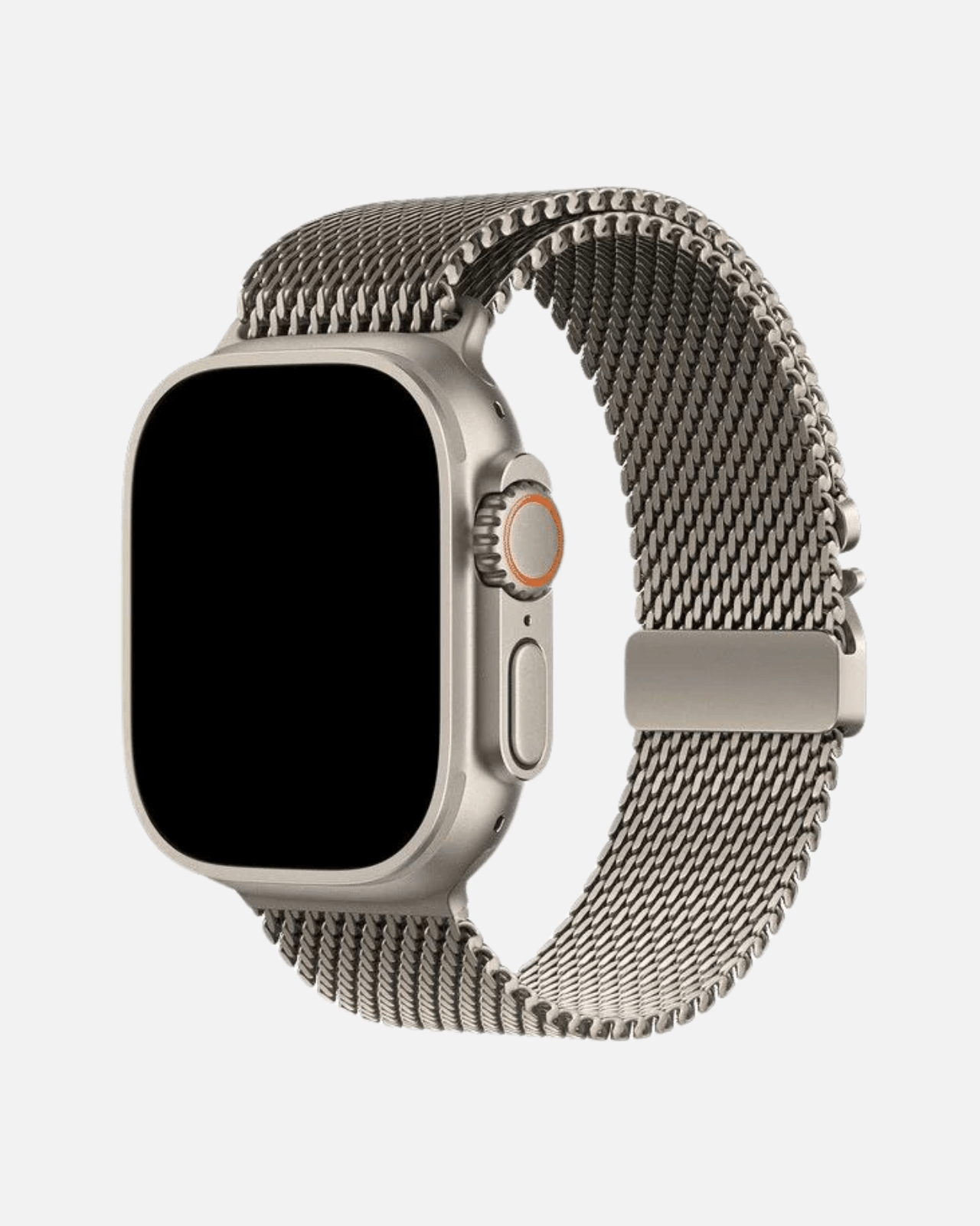 Milanese Loop 2.0 Apple Watch Band in stainless steel, showcasing a magnetic strap for 42/44/45/49mm watches.