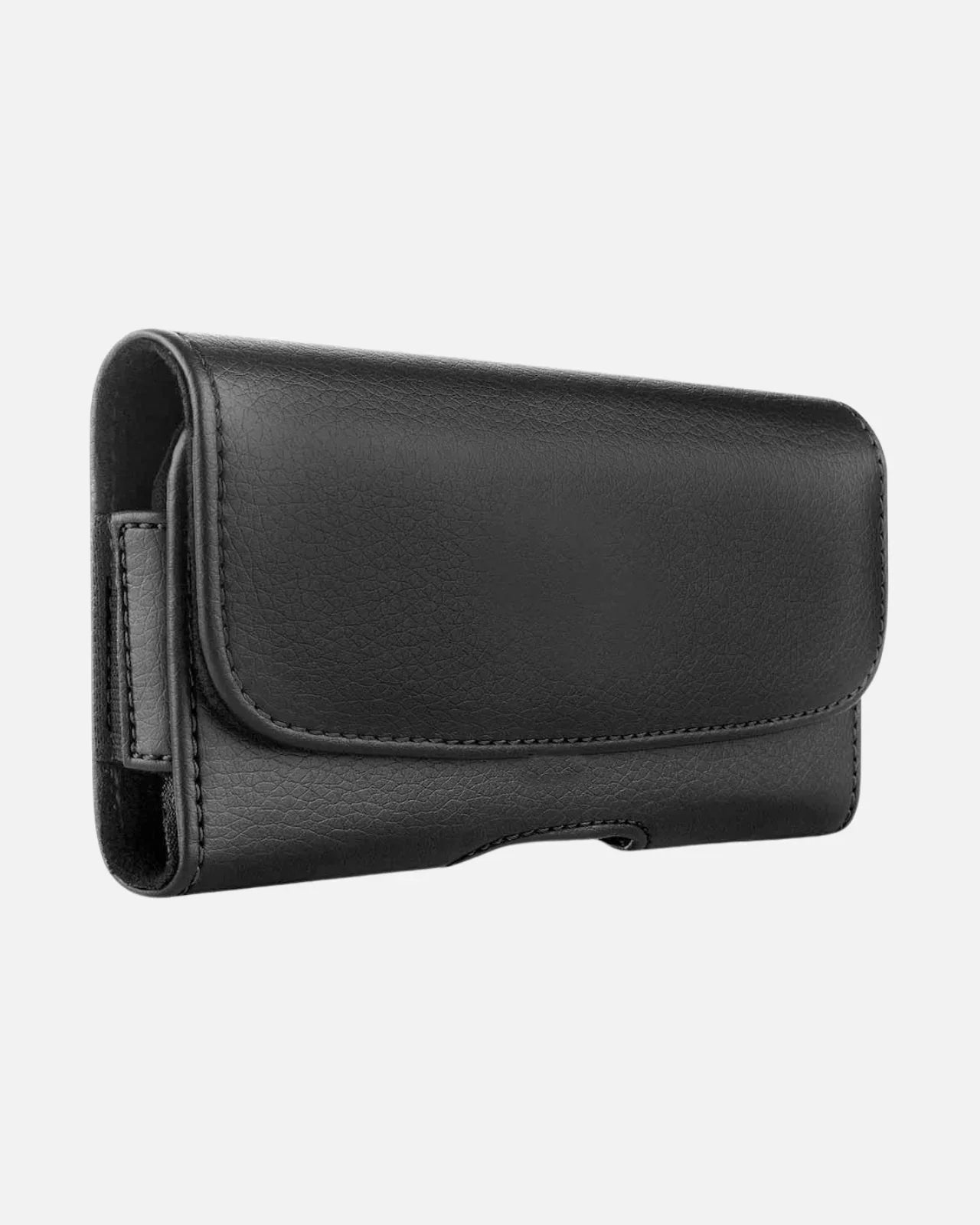Black PU leather multi-slot pouch case for smartphones and accessories, designed for organization and security.