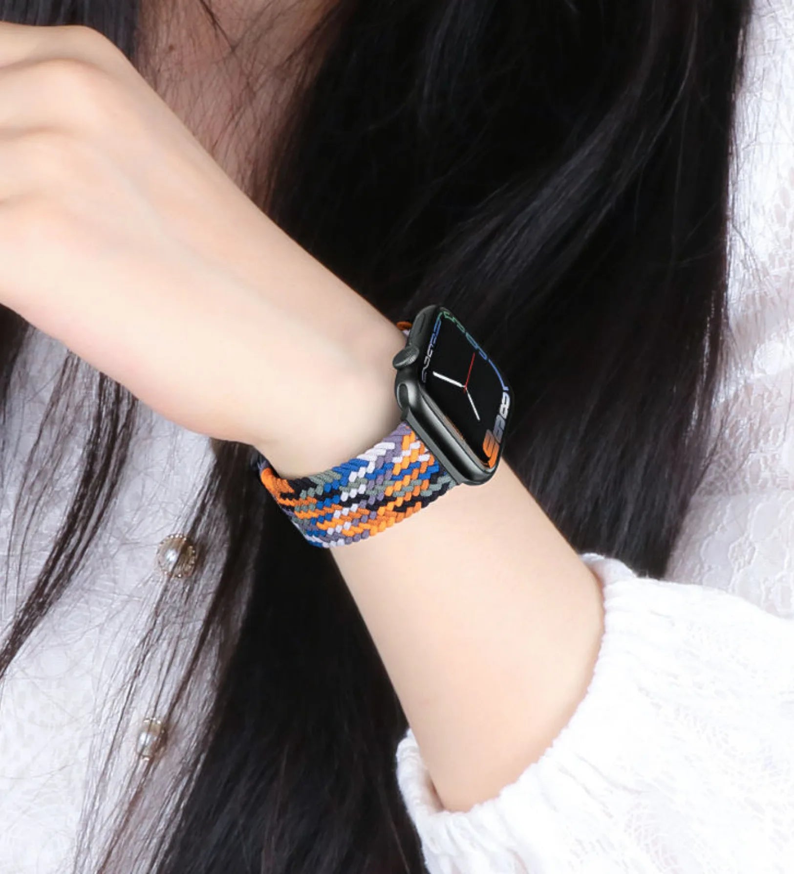Magnetic Buckle Braided Loop Band for Apple Watch - Multicolor Nylon Strap