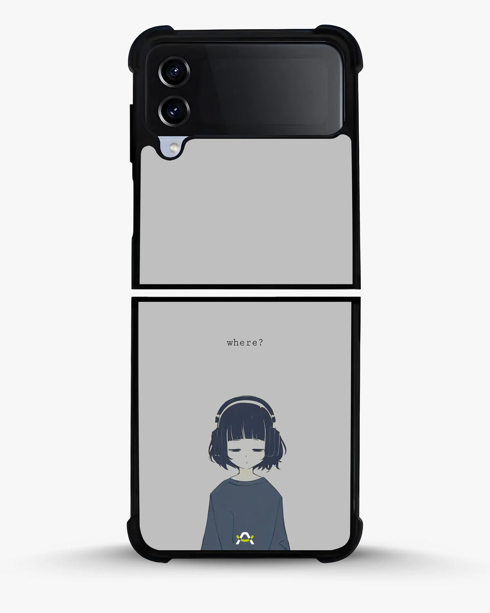 Creslia navy headphones girl phone case - navy headphones girl phone case samsung galaxy z flip 4