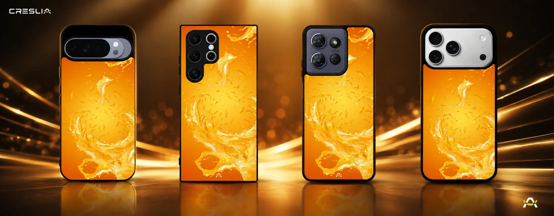 Creslia orange splash phone case - orange splash phone case desktop banner