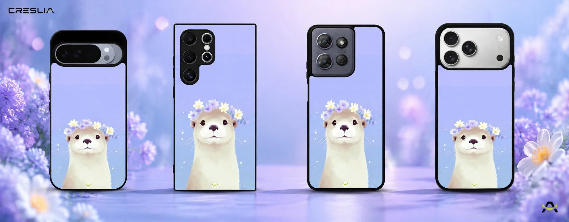 Creslia otter flower crown phone case - otter flower crown phone case desktop banner