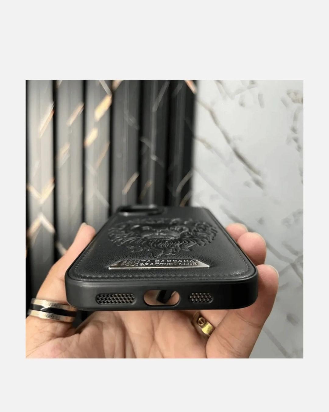 Premium embossed lion iPhone cover showing detail and texture, perfect for iPhone 14 Pro and Pro Max.