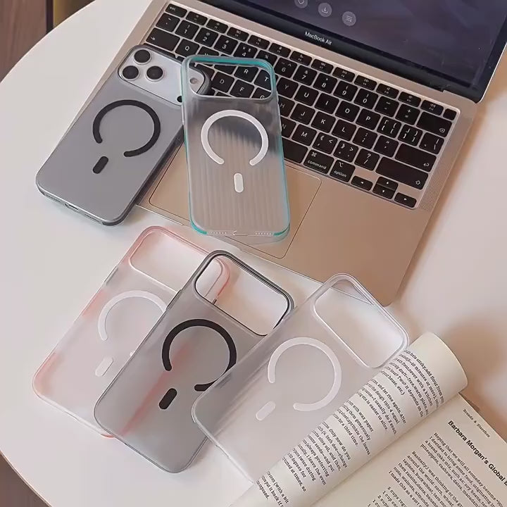 Corrugated Hybrid MagSafe Case Cover for iPhone - White Orange