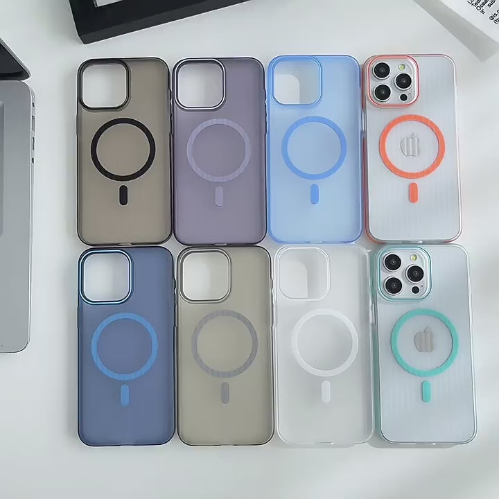 Corrugated Hybrid MagSafe Case Cover for iPhone - White Orange