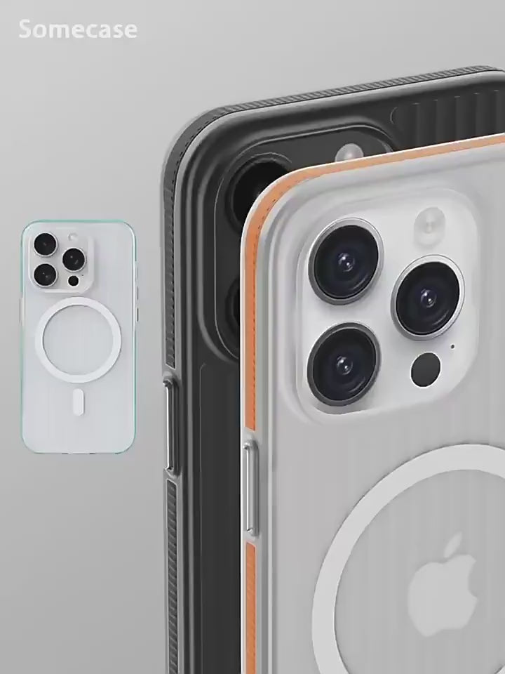 Corrugated Hybrid MagSafe Case Cover for iPhone - White Orange