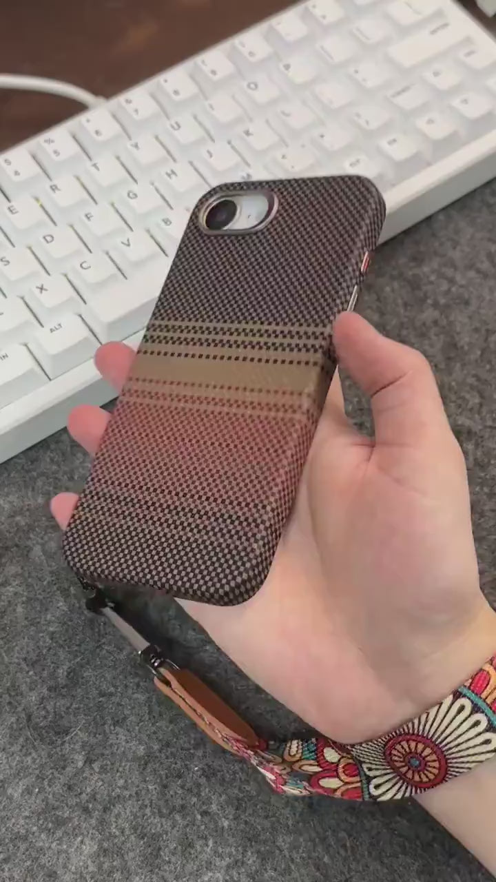 Classic Plaid Carbon Fiber MagSafe iPhone Case Cover - Slim, Stylish & Protective