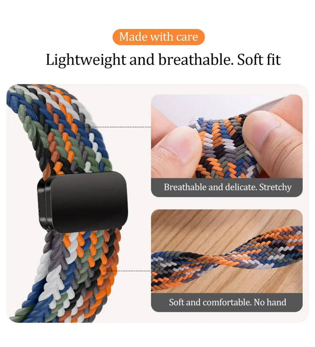 Magnetic Buckle Braided Loop Band for Apple Watch - Multicolor Nylon Strap - Creslia