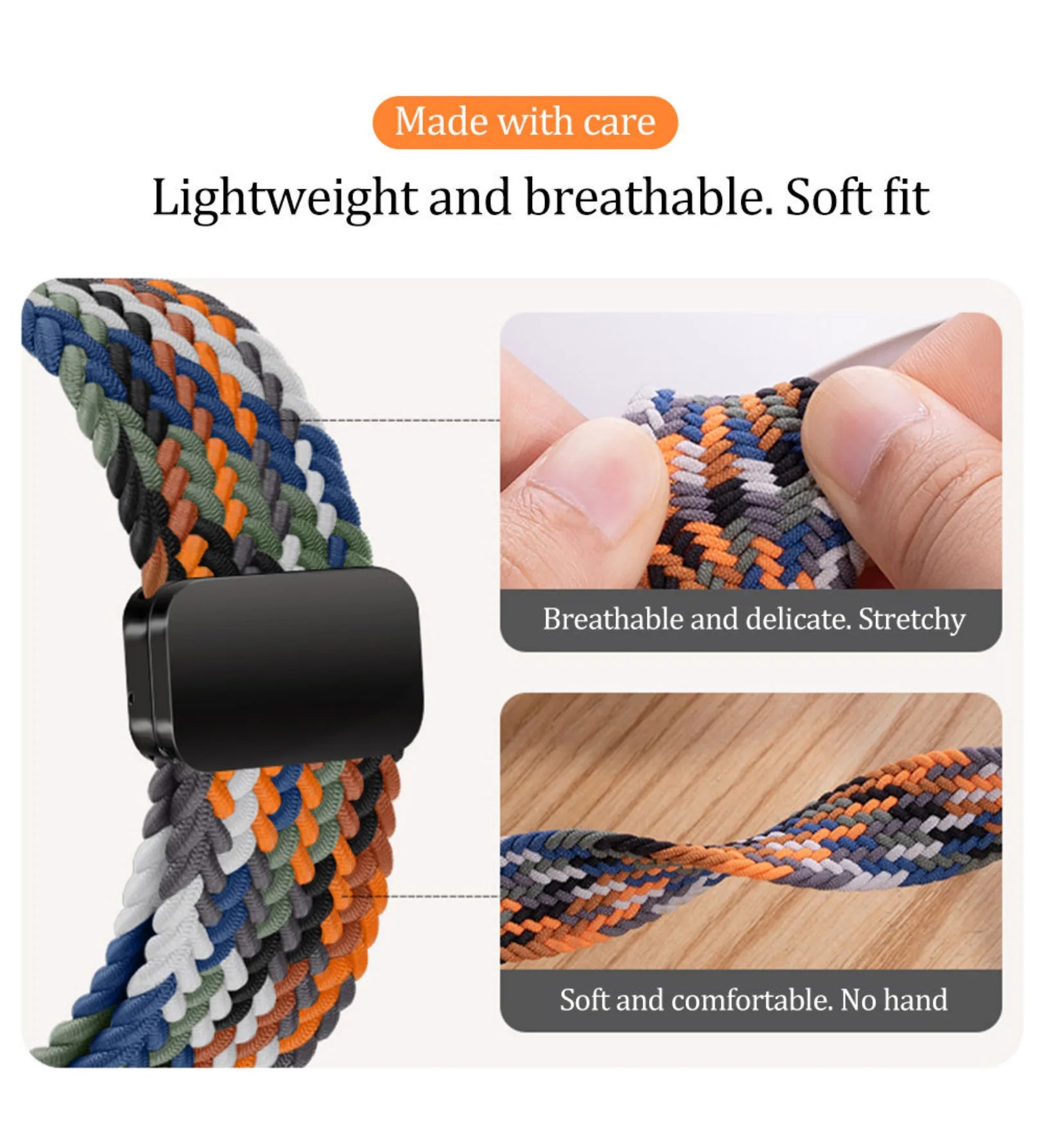 Magnetic Buckle Braided Loop Band for Apple Watch - Red Nylon Strap