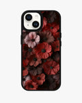 Glossy floral phone case featuring red and pink blossoms, designed for iPhone, Samsung, Pixel & OnePlus.