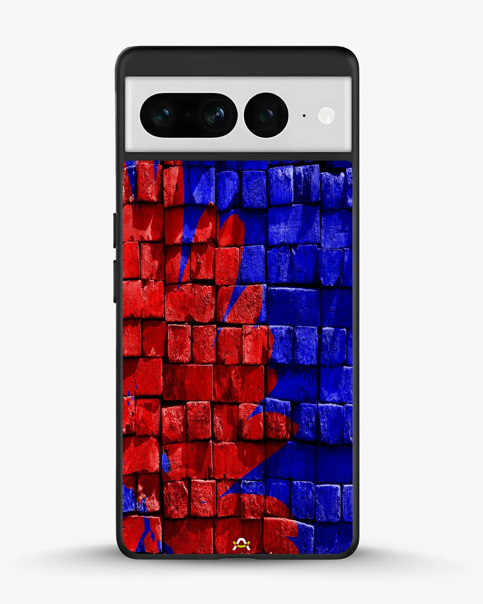 Creslia red blue painted bricks phone case - red blue painted bricks phone case google pixel 7 pro