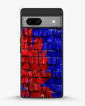 Creslia red blue painted bricks phone case - red blue painted bricks phone case google pixel 7a