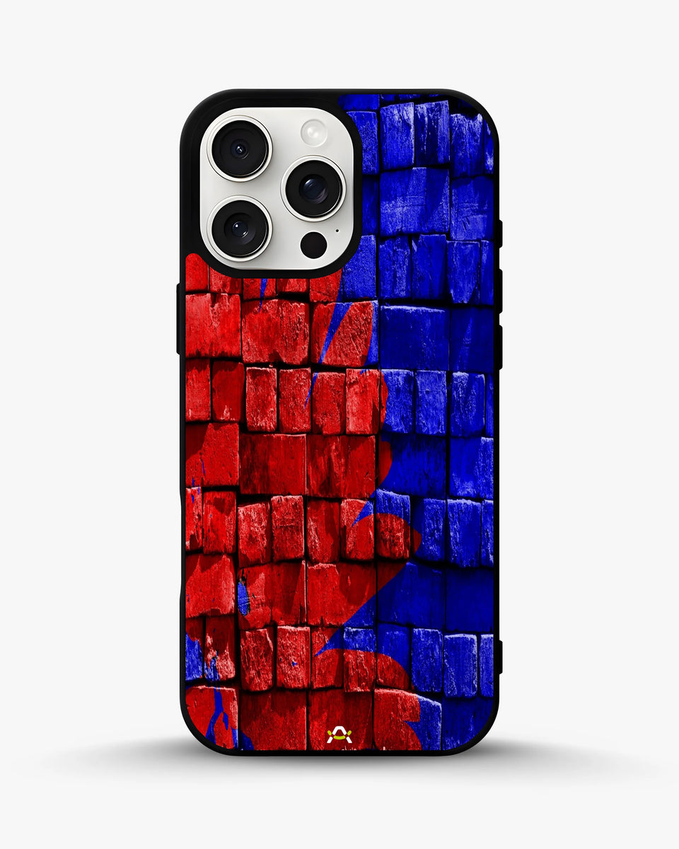 Creslia red blue painted bricks phone case - red blue painted bricks phone case iphone 13 pro max