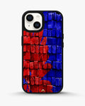 Creslia red blue painted bricks phone case - red blue painted bricks phone case iphone 13