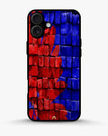Creslia red blue painted bricks phone case - red blue painted bricks phone case iphone 16 plus