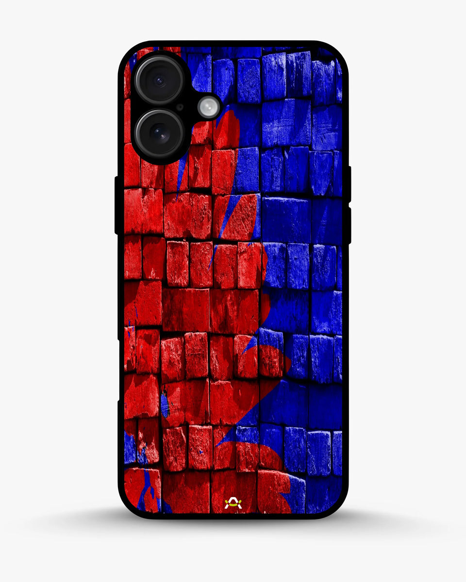 Creslia red blue painted bricks phone case - red blue painted bricks phone case iphone 16