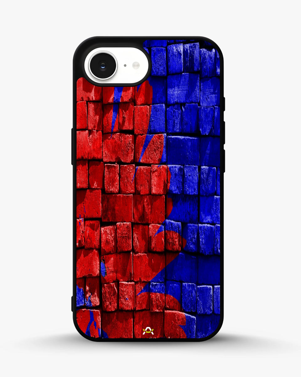 Creslia red blue painted bricks phone case - red blue painted bricks phone case iphone 16e