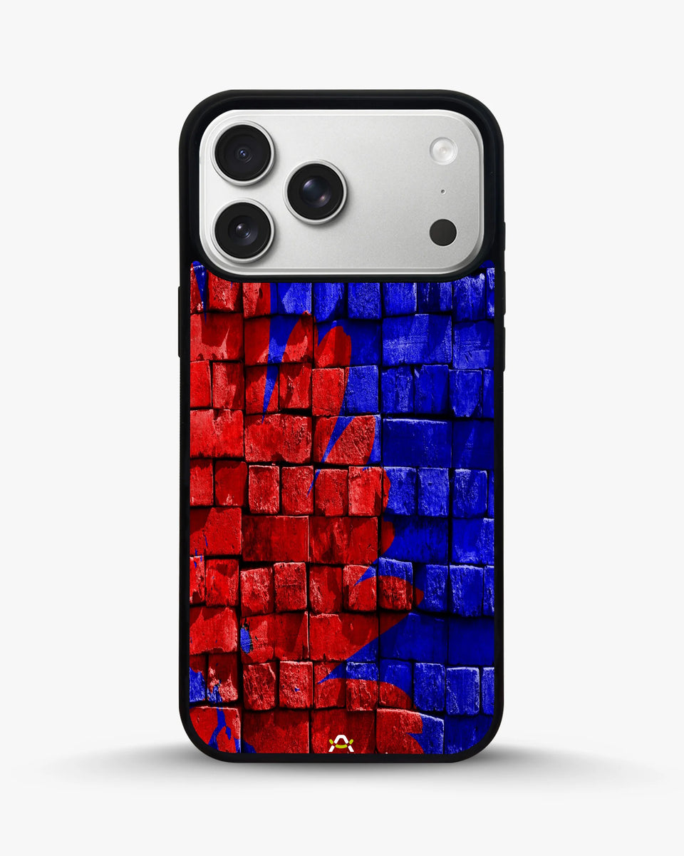 Creslia red blue painted bricks phone case - red blue painted bricks phone case iphone 17 pro