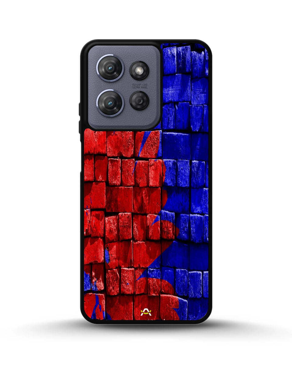 Creslia red blue painted bricks phone case - red blue painted bricks phone case moto g power 2025