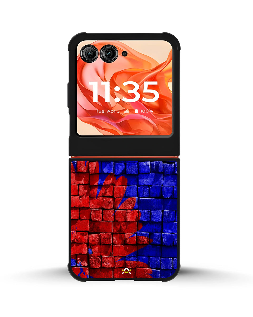 Creslia red blue painted bricks phone case - red blue painted bricks phone case motorola razr 2025