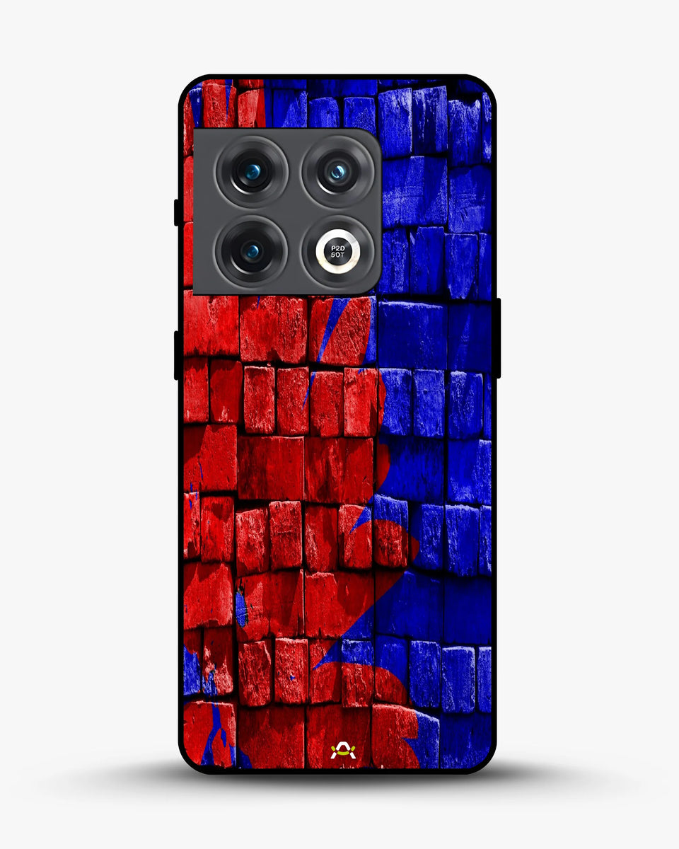 Creslia red blue painted bricks phone case - red blue painted bricks phone case oneplus 10 pro
