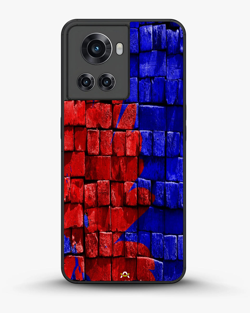 Creslia red blue painted bricks phone case - red blue painted bricks phone case oneplus 10r