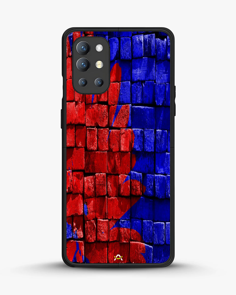 Creslia red blue painted bricks phone case - red blue painted bricks phone case oneplus 9r