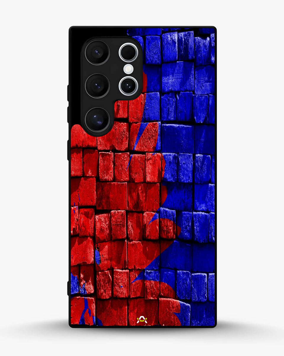 Creslia red blue painted bricks phone case - red blue painted bricks phone case samsung galaxy s22 ultra